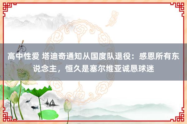 高中性爱 塔迪奇通知从国度队退役：感恩所有东说念主，恒久是塞尔维亚诚恳球迷