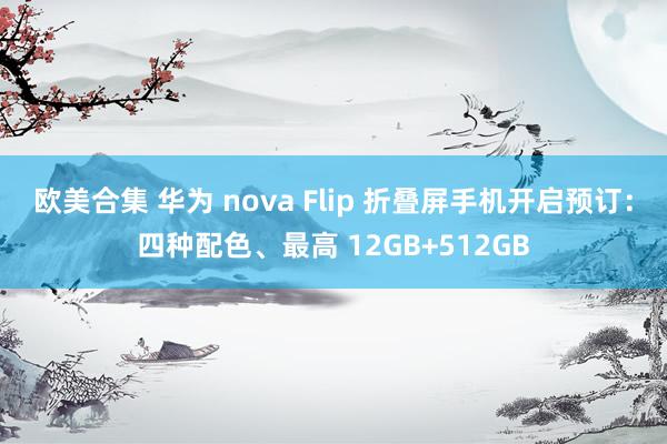 欧美合集 华为 nova Flip 折叠屏手机开启预订：四种配色、最高 12GB+512GB