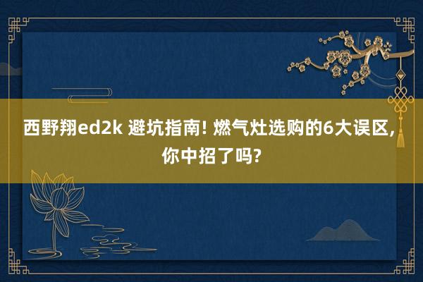 西野翔ed2k 避坑指南! 燃气灶选购的6大误区， 你中招了吗?