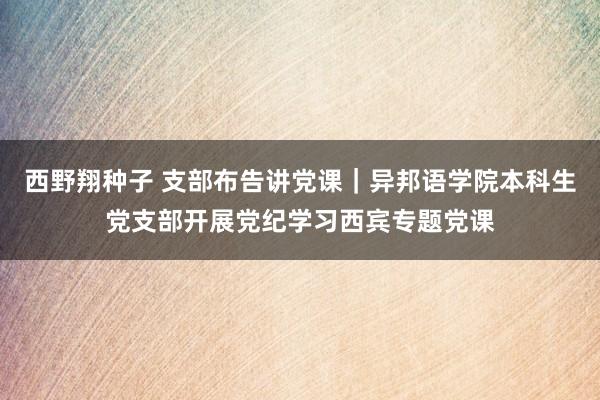 西野翔种子 支部布告讲党课｜异邦语学院本科生党支部开展党纪学习西宾专题党课