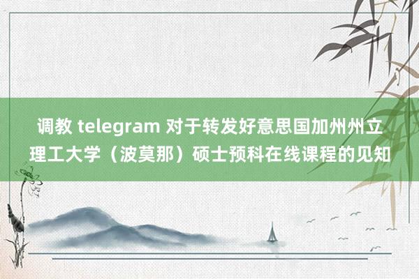 调教 telegram 对于转发好意思国加州州立理工大学（波莫那）硕士预科在线课程的见知