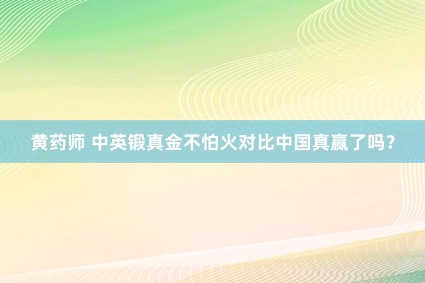 黄药师 中英锻真金不怕火对比中国真赢了吗？