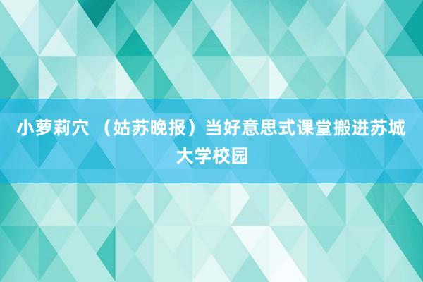 小萝莉穴 （姑苏晚报）当好意思式课堂搬进苏城大学校园